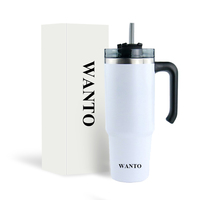 Wanto gobelet à bière personnalisé 40oz aventure en acier inoxydable métal double paroi isolé avec poignée et paille