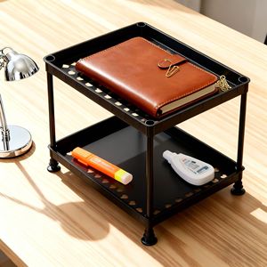 Office Organizer <b>Desktop</b> File Rack 2 Tier Black Storage <b>Shelf</b> For Stationery Books And Miscellaneous Items - Product Image 3