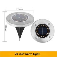 Lumière solaire de piquet 20 LED en acier inoxydable de haute qualité IP65 étanche lampes de jardin solaires lumière blanche chaude pour la cour