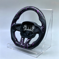 Volant personnalisé en fibre de carbone forgée pour Dodge SRT RT Charger Challenger Hellcat Durange 392 Scat Pack en cuir noir