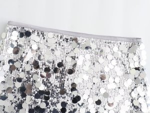 MYST&ZA Ropa de Mujer Verano 2025 Nueva Falda Corta Sexy Versátil de Lentejuelas con Cintura Alta y Ajuste a la Cadera Estilo Europeo y Americano 3920139 - Product Image 3