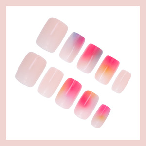 30 Uñas Postizas Cortas Cuadradas Color Macaron Ombre, Uñas Artificiales con Base Nude <span class=keywords><strong>para</strong></span> Uso Diario de <span class=keywords><strong>Mujeres</strong></span> - Product Image 3