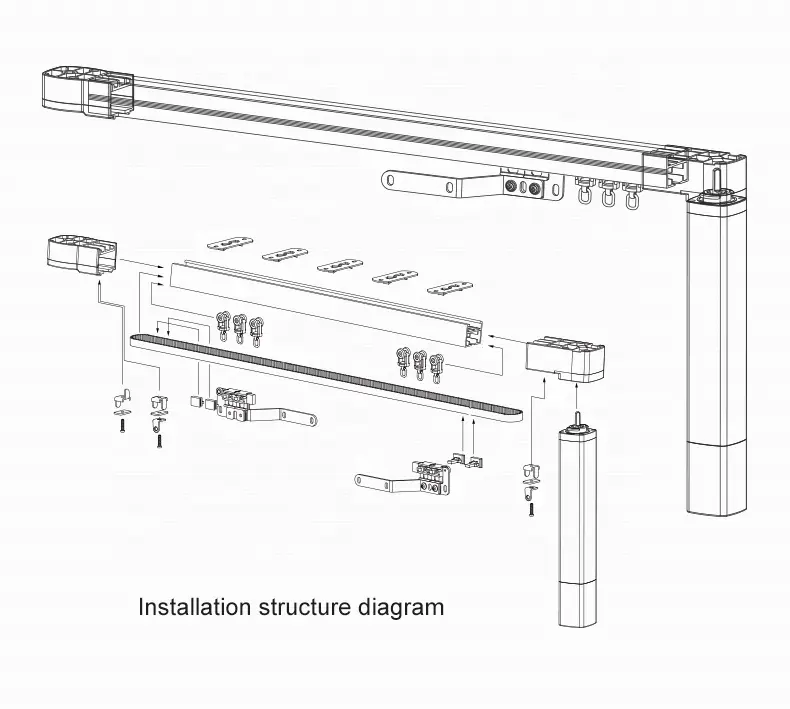 Cortina Motores eléctricos Robot Postes de cortina Accesorios de pistas Alexa Cortina Tubo Varilla Riel Pista Control remoto Voz