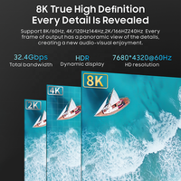 Kabel Adaptor 8K DP1.4 Type-C ke DP Berlapis Emas dengan Ujung Berlapis Emas untuk Proyektor dan Konversi 8K60hz 4K60Hz Aluminium Abu-abu