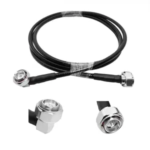 Mini Din 4.3-10 Male straight to 4.3/10 Male right angle 1/4" Super Flex Plenum Low PIM heliax jumper cable assembly