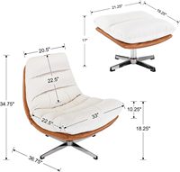 Chaise Longue Pivotante Rembourrée Sans Moderne avec Ottoman