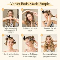 Set Curling Rambut Tanpa Panas dengan Logo Kustom, 4 Batang, dan Layar Temperatur LED |   Keriting Tanpa Panas untuk Semua Jenis Rambut, Tahan Seharian