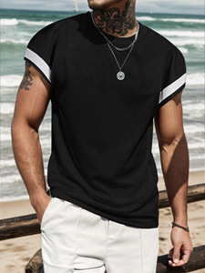 Người đàn ông của thời trang Waffle Knit Top thoải mái và thoáng khí ngắn tay T-Shirt cho thanh thiếu niên lỏng phù hợp với mùa hè thể thao vest - Product Image 2