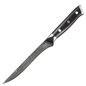 Couteau de cuisine japonais en acier inoxydable VG10, couteau de <span class=keywords><strong>boucher</strong></span> pour dinde et bœuf, manche noir G10, couteau à <span class=keywords><strong>d</strong></span>ésosser et à fileter de 6 pouces - Product Image 1