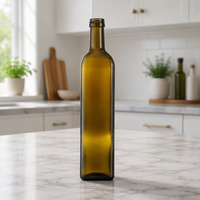 Conteneur carré en verre de 750 ml pour vin de cuisine, pot vide pour épices et assaisonnements, vente en gros directe d'usine