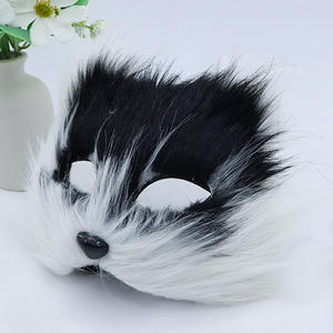 Masque en peluche en fourrure de renard avec logo personnalisé en gros, masque de chat demi-visage, masque d'animal en plastique pour fête, jeu de rôle, déguisement - Product Image 1