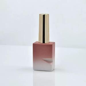 Wholesale <b>10ml</b> Custom Logo Gradient Colorful Refillable Cute Square Glass <b>Bottles</b> with Silver Cap for Nail Enamel - Product Image 2
