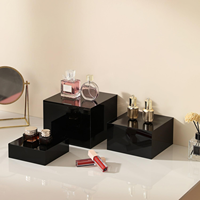 Présentoir Acrylique Noir Premium Personnalisé, Rehausseurs et Cubes Alimentaires en Acrylique pour Buffet, Fournitures de Supermarché