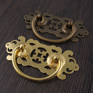 มือจับลิ้นชักทองเหลืองลายฉลุลายดอกไม้ สไตล์ยุโรป ทนทาน - Product Image 2