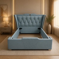 Modernes Luxuriöses PU-Leder-Bett mit Stauraum und Minimalistischem Design für Hotels und Haushalte