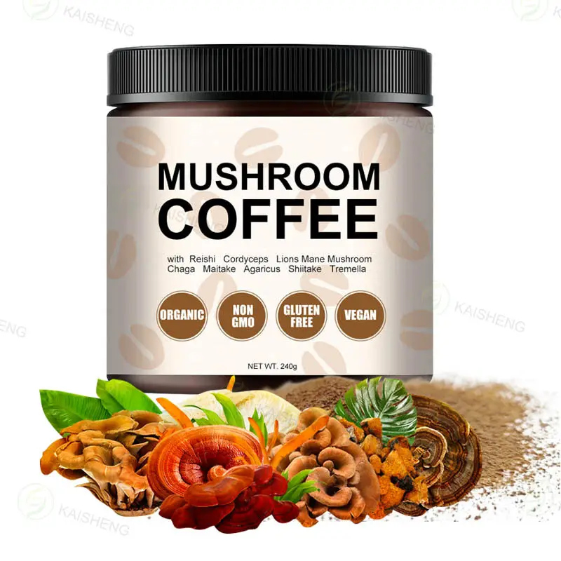 Organic Mushroom Coffee Powder Mushroom Instant Coffee With mushrooms Organic Water Soluble Reishi Cordyceps Lion Mane