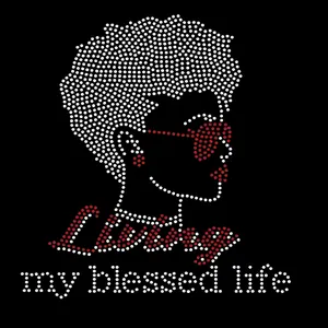 Afro kız Rhinestone Sticker sıcak düzeltme suni elmas Transfer motifi giyim T shirt için