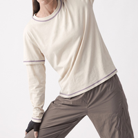 T-shirt à manches longues en coton de haute qualité, effet deux pièces, imprimé, décontracté, nouvelle collection automne, pour le sport et le quotidien, directement de l'usine