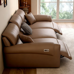 Divano multifunzione in pelle a tre posti in vera pelle <span class=keywords><strong>Design</strong></span> minimalista leggero di lusso estensibile per salotti domestici - Product Image 4