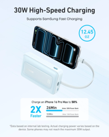 Batterie externe Anker Zolo 20000mAh 30W avec USB-C intégré et câble de charge rapide, affichage numérique pour iPhone Android, idéale pour les voyages