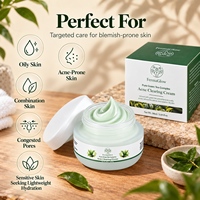Crème Visage Purifiante au Thé Vert Fermenté Anti-Acné, Contrôle du Sébum, Soin des Imperfections, Purification des Pores, Apaisante, Hydratante et Réparatrice