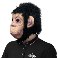 Masque en latex amusant de singe aux cheveux noirs pour fête, rassemblement, costume d'Halloween, mascarade, jouet amusant, accessoire d'événement