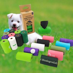 Sacs à déjections canines biodégradables, compostables, écologiques et durables, design simple, en plastique, pour la gestion des déchets d'animaux - Product Image 1