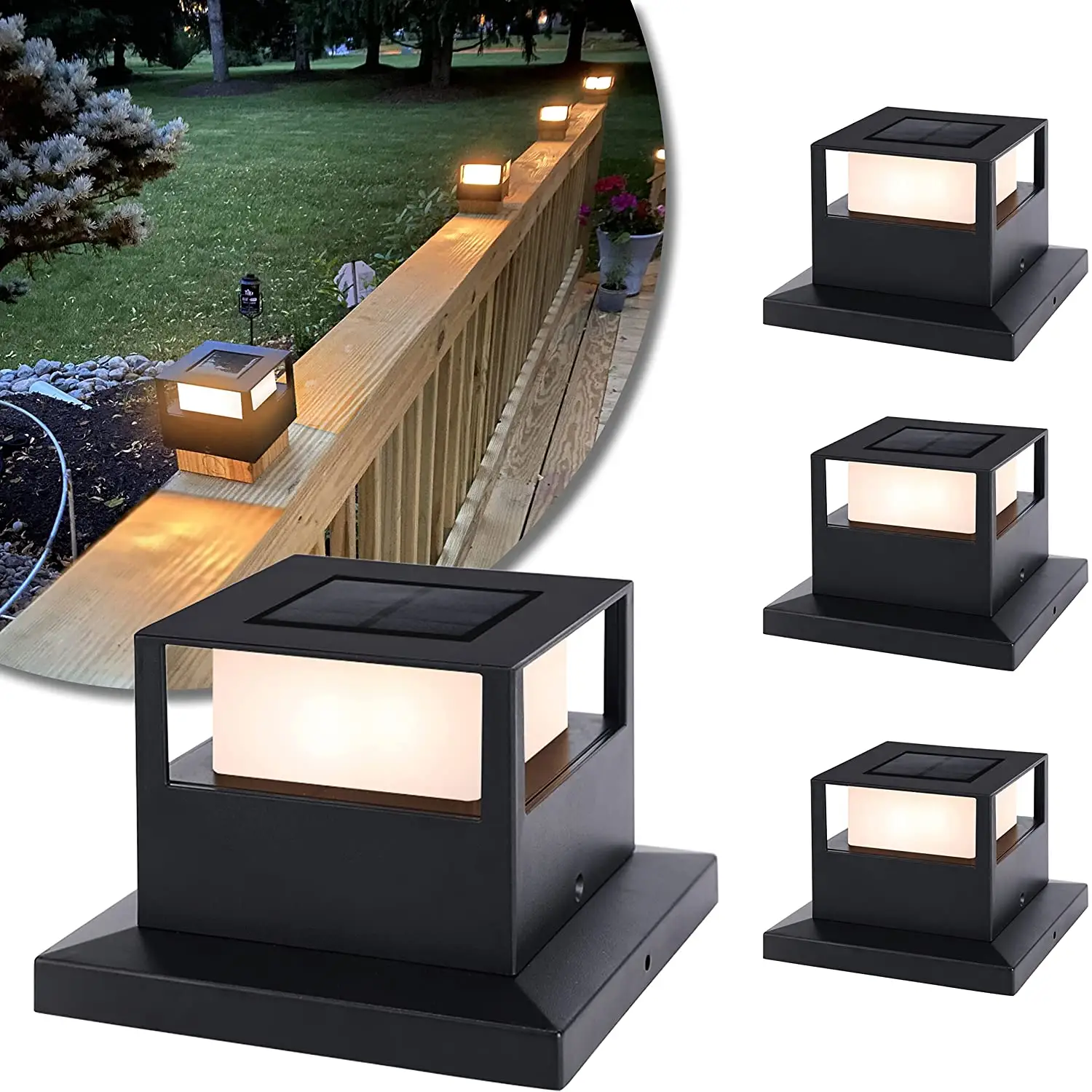 Outdoor Garden Waterproof Light Decorative Solar Powered Fence Post Cap Lights With Smd Leds Solar Post Lights For Wooden Posts