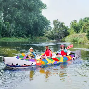 Kayak de pesca portátil personalizable, doble chaqueta salvavidas, paleta inflable, kayak para 3 personas