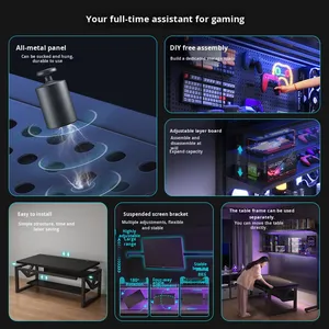 Bàn Máy tính văn phòng tại nhà với máy tính để bàn đục lỗ bàn chơi game di động để học và giá lưu trữ sàn phòng ngủ bao gồm - Product Image 4