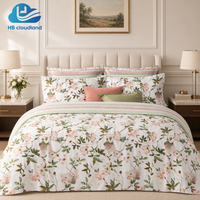 Cloudland Soft High Density 400TC Giza Egyptian Cotton Sateen Weave Ramah Lingkungan Bermotif Set Sprei 4-in-1