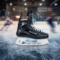 Patins de hockey sur glace en carbone haute dureté, design ligne dorée, lame en acier inoxydable durable, légers, sérigraphiés, OEM Bau