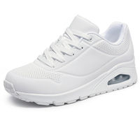Chaussures de marche blanches respirantes, baskets décontractées légères à lacets, avec coussin d'air et bout rond pour un usage quotidien