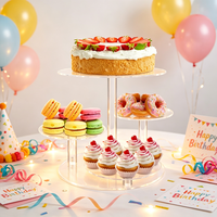 Support à gâteau rond transparent à 3 niveaux en acrylique pour la présentation de desserts lors de fêtes et dans les restaurants