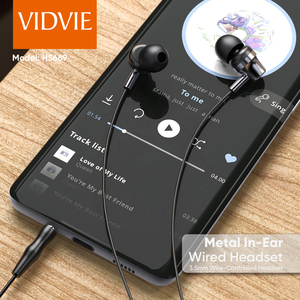 VIDVIE siyah Metal kulak <span class=keywords><strong>Iem</strong></span> spor kulaklık 3.5mm Jack Mic ile kablolu kulaklık Auricular müzik kontrol cihazı - Product Image 2