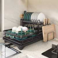 Égouttoir à vaisselle double en fer grande capacité, étagères de rangement multicouches, séchage rapide, égouttoir durable, organisateur de cuisine intelligent