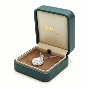 Boîte à collier classique de luxe en cuir PU à charnière, présentoir à bijoux avec insert en velours, logo personnalisé pour marques de boutiques, commande en gros - Product Image 4