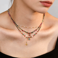 Colliers en acier inoxydable 316L plaqué or 18 carats, collier cheval, pierres naturelles, tourmaline, perles, bijoux