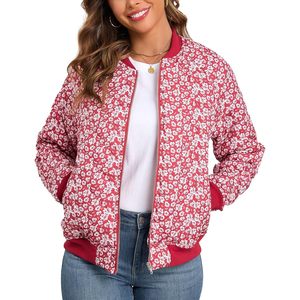 Chaqueta bomber acolchada ligera para mujer, con cierre y bolsillos, estilo casual. - Product Image 1