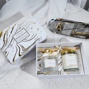 LANJO Platinum/Black Gold Scented <b>Candle</b> Reed Diffuser Gift <b>Set</b> Ideal Wedding Favors Wholesale Available for Cross-Border - Product Image 2
