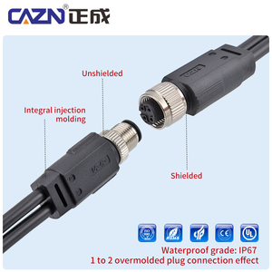 M12 分线器适配器 2-12 针公母连接器 IP67 级防护铜芯电子用 1m/2m/5m 定制长度 PVC 护套 - Product Image 3