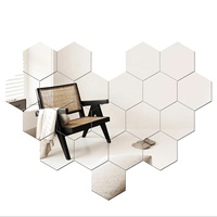 Miroir hexagonal en acrylique, autocollant mural, décoration murale, miroir en cristal tridimensionnel