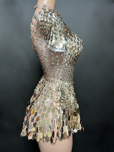 NOVANCE-Robe de soirée de luxe à paillettes dorées à col haut, robe d'anniversaire sexy pour fête, tenue de danse, or et dubaï, <span class=keywords><strong>2023</strong></span> - Product Image 5