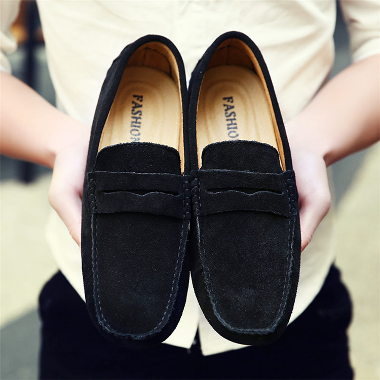 Plus Size 38-49 Pigskin Men Pea Soft Shoes Flats Light Breathable Slip-on Loafers Casual Shoes