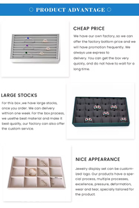 ถาดจัดระเบียบเครื่องประดับหนังสีเทา กำมะหยี่ลายไม้ ช่องใส่แหวน สร้อยคอ กำไลข้อมือ วางซ้อนกันได้ ลดราคาพิเศษ - Product Image 5