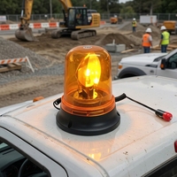 Magnetische LED-Rundumleuchte mit Rotationsfunktion 12V Stroboskop-Blitzlicht für LKW, Baufahrzeuge und Baumaschinen