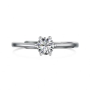 Dylam Rhodium Plated 925 Sterling <b>Silver</b> Round Cut <b>Solitaire</b> <b>Ring</b> Made with Infinite Elements 0.5ct 5A Cubic CZ Zirconia - Product Image 1