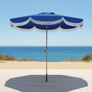 Ombrellone da Giardino 9 Piedi con Inclinazione Manuale, Palo in Acciaio, Poliestere, Stile Costiero, Protezione Solare, Arredamento da Esterno - Product Image 2