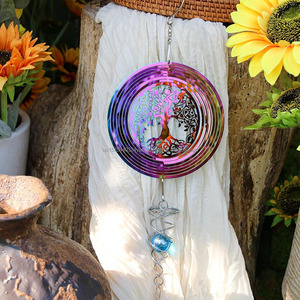 Molinillo de Viento Metálico 3D para Exteriores, de Acero Inoxidable, con Bola Esférica y Cola en Espiral, Esculturas de Viento para Decoración de Jardín - Product Image 5