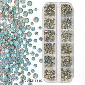 Venta al por Mayor de Piedras de Cristal Redondas Pequeñas y Brillantes de 12 Tamaños Variados, Fáciles de Aplicar, para Decoración de Uñas - Product Image 2